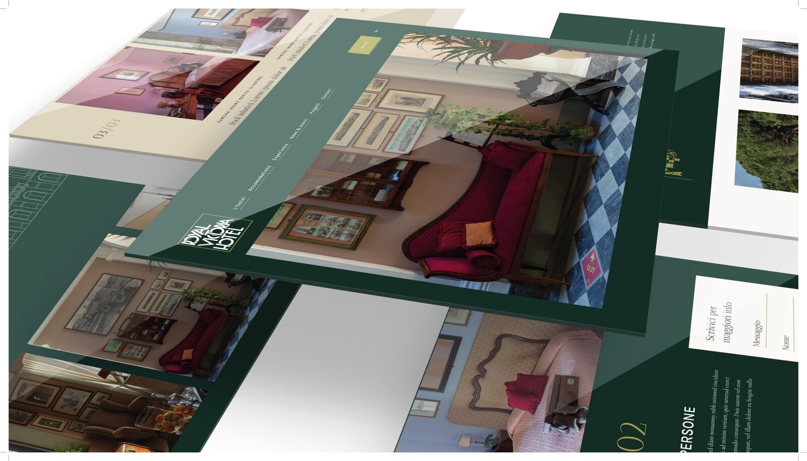 Brochure Royal Victoria Hotel con foto camere e dettagli design pisa