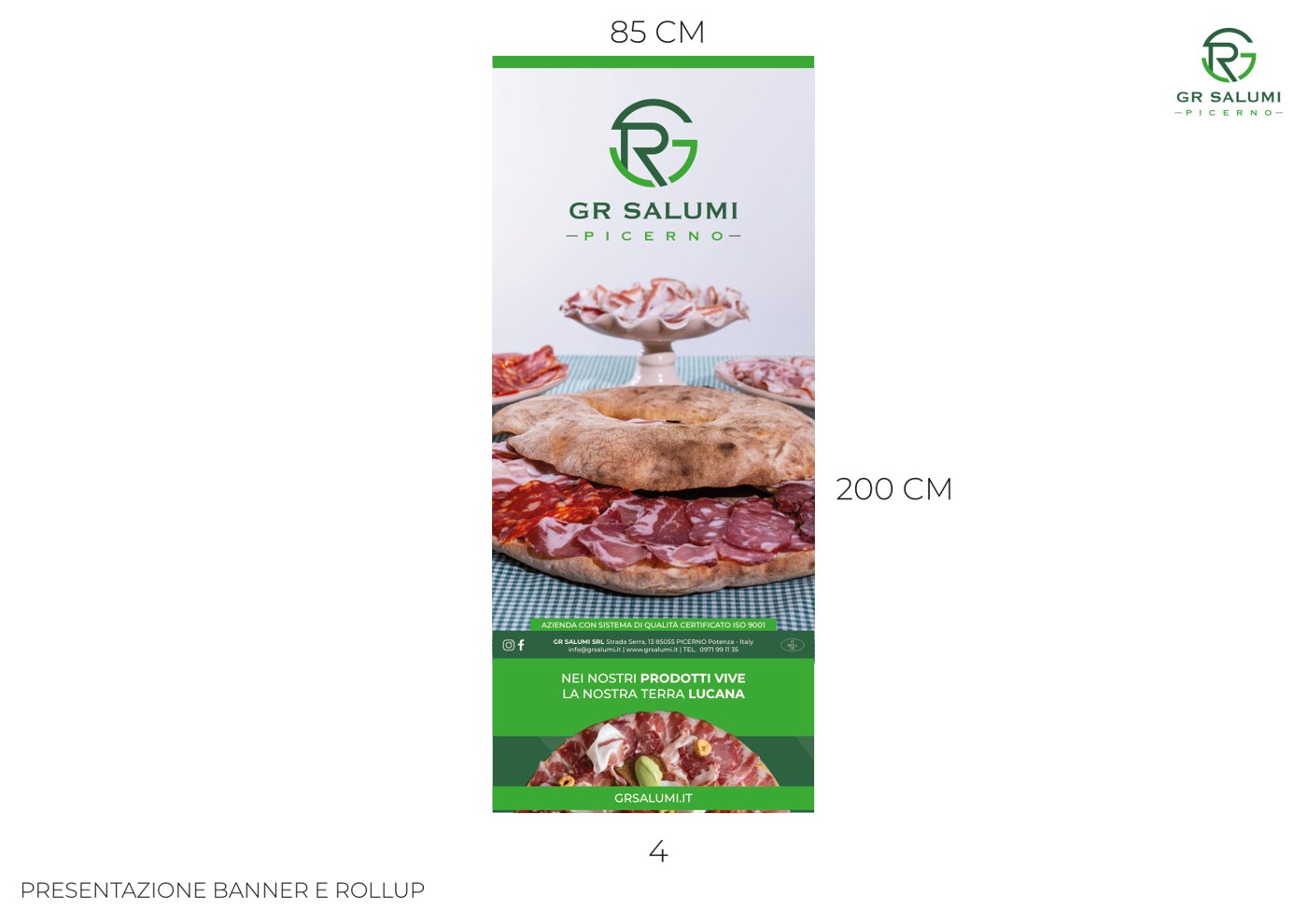Rollup GR Salumi con il nuovo logo e i prodotti