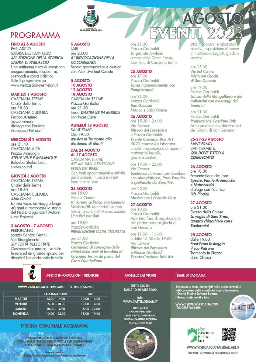 Casciana Terme Lari Calendario eventi estivi