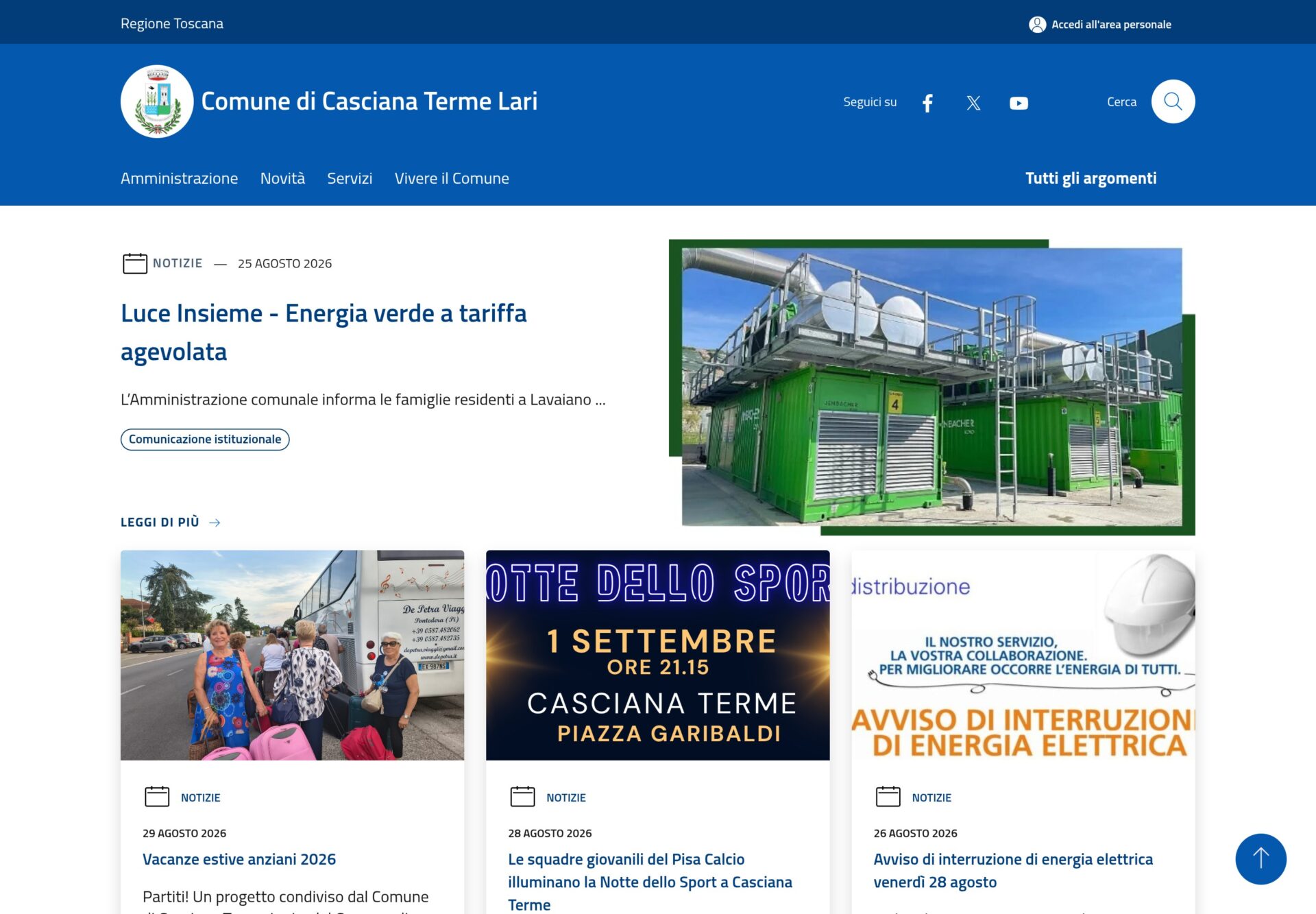 Casciana Terme Lari: oltre dieci anni di comunicazione pubblica vicina alle persone — vista desktop