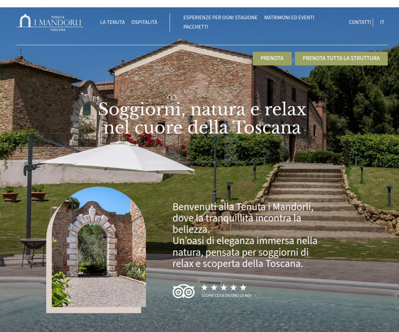 Homepage del nuovo sito di Tenuta I Mandorli progettato e sviluppato da Sidebloom
