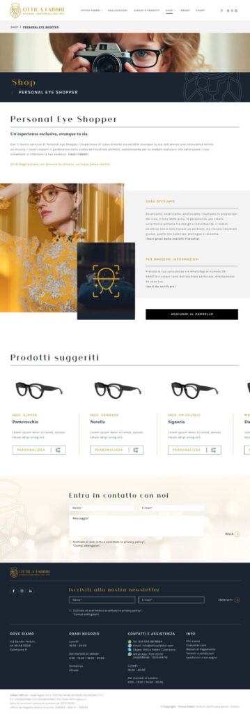 Pagina Personal Eye Shopper del sito Ottica Fabbri