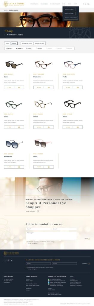 Catalogo dei modelli Classic nel sito Ottica Fabbri