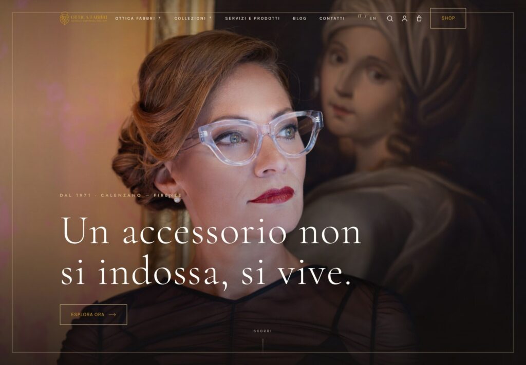 Ottica Fabbri — sito web in versione desktop
