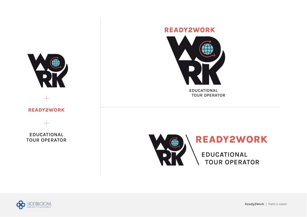 Versioni e composizione del nuovo logo Ready2Work