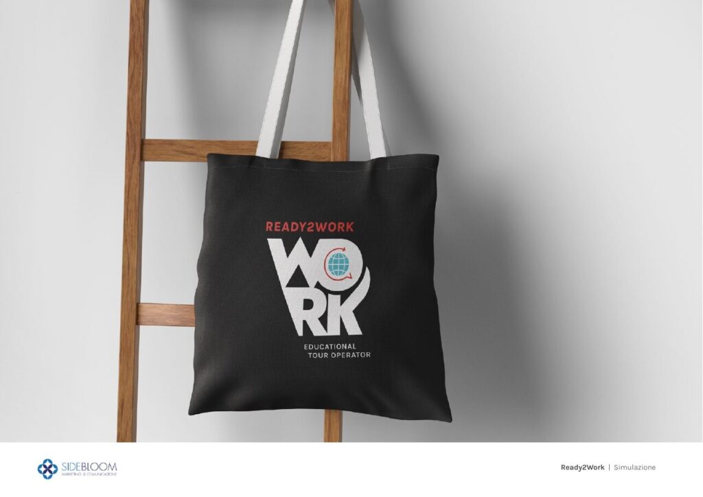Applicazione della brand identity Ready2Work su shopper