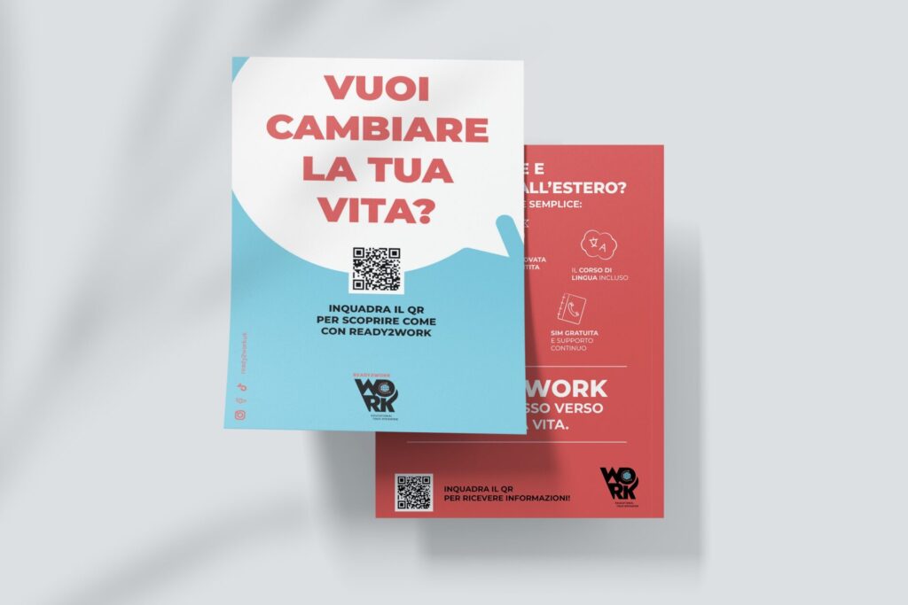 Ready2Work — mockup del flyer