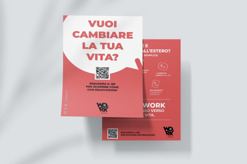 Ready2Work — mockup del flyer