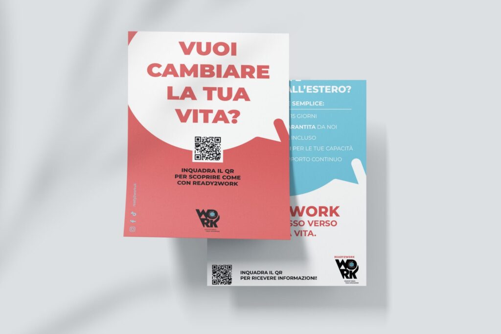 Ready2Work — mockup del flyer