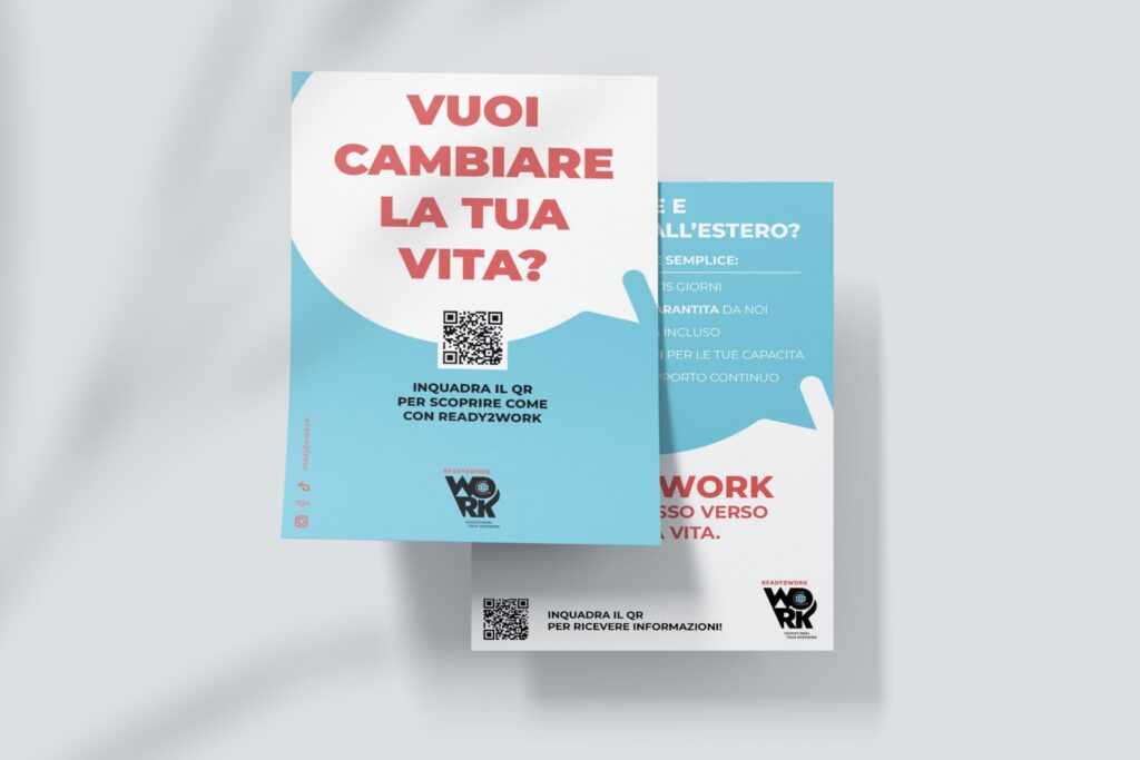 Ready2Work — mockup del flyer