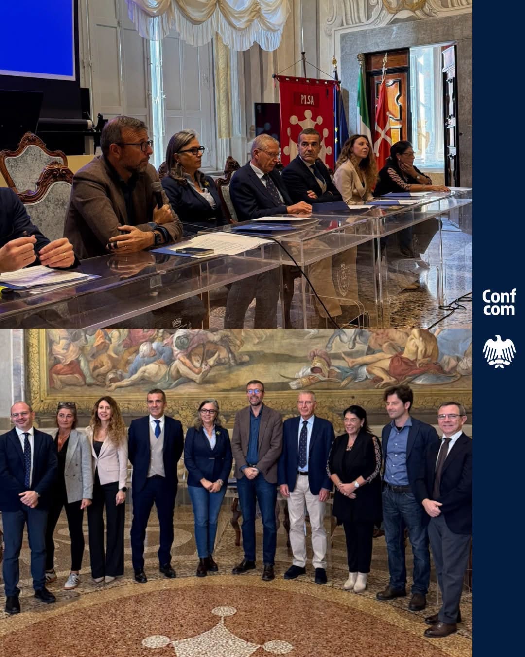 Presentazione di Call for Solutions e foto di gruppo nella Sala delle Baleari del Comune di Pisa, 28 ottobre 2026